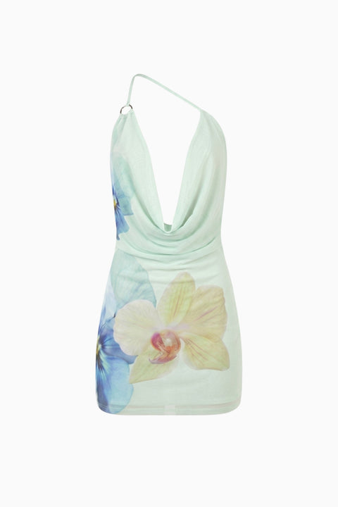 Watercolor Green Flowing Mini Dress