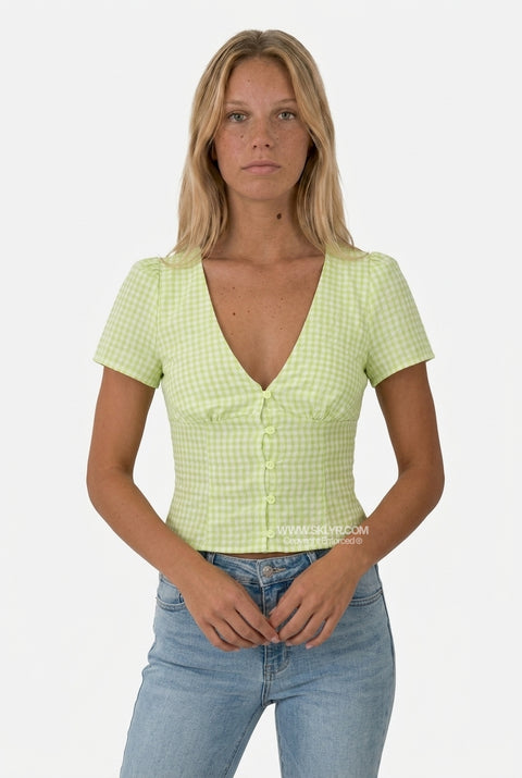 Yellow-Green Fitted Crop Top