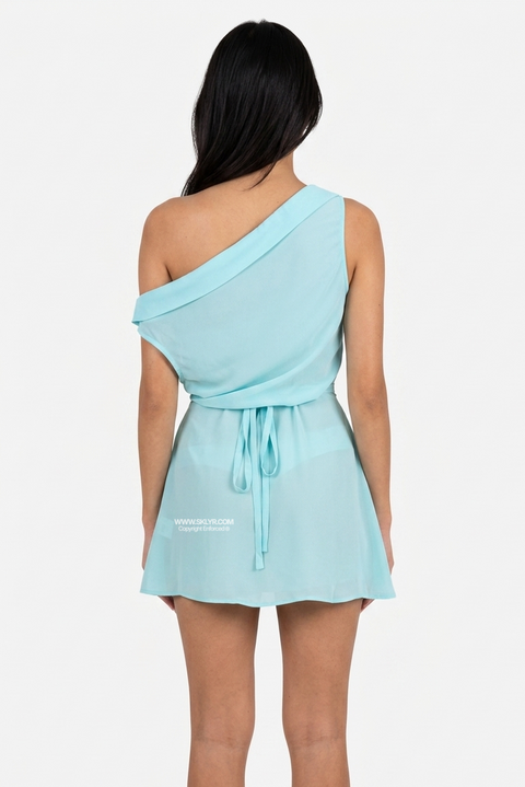 Asymmetrical Chiffon Mini Dress