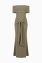 Olive Off-Shoulder Tie-Waist Maxi Dress
