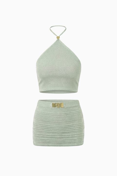 Sage Green Halter & Shorts Set