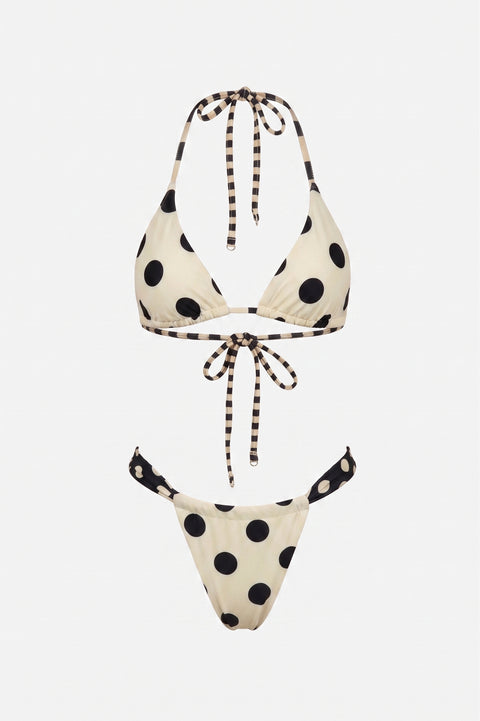 Vintage-Vibe Halter Cream Bikini