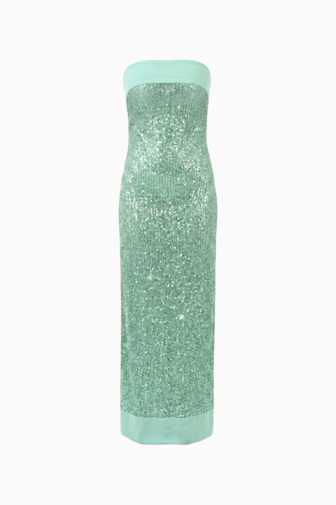Mint Sequin Strapless Maxi Dress