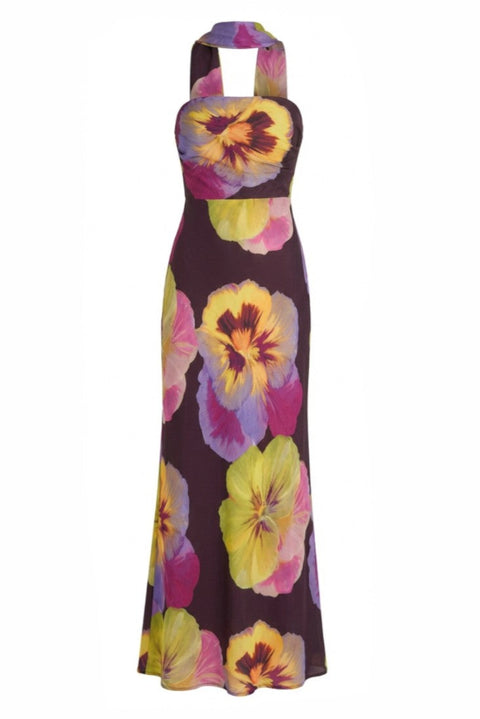 Violet Floral Chiffon Midi