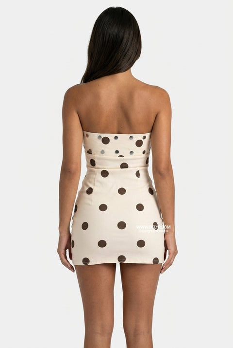 White Polka Dot Bustier Mini
