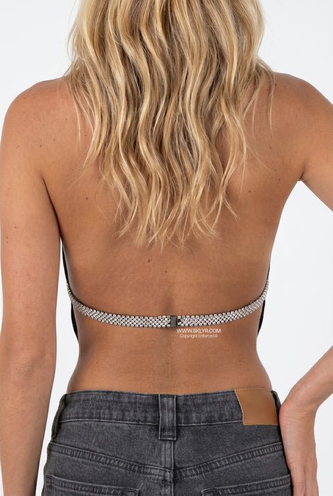 Black Mesh Halter Top