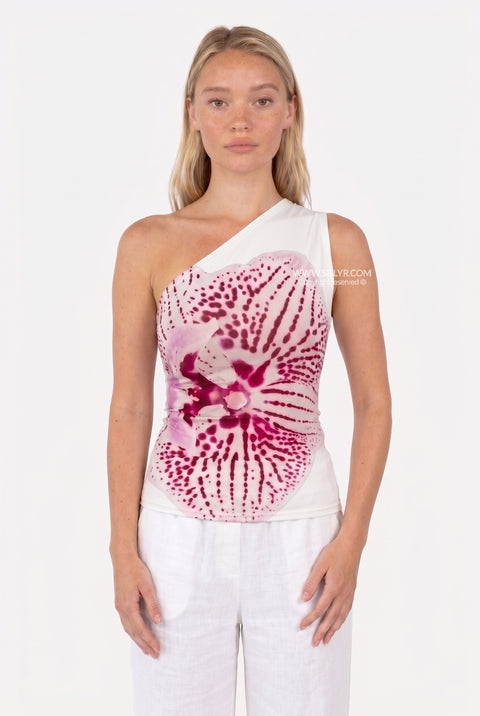 Pink Sea Creature Print Fitted Top
