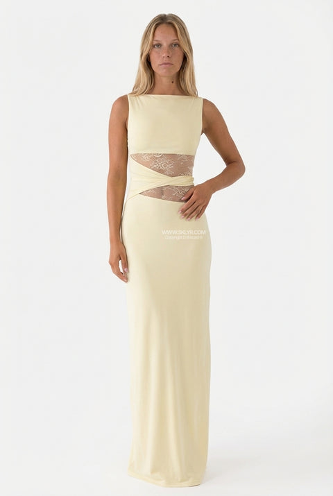 Cream Sleek Column Maxi Dress