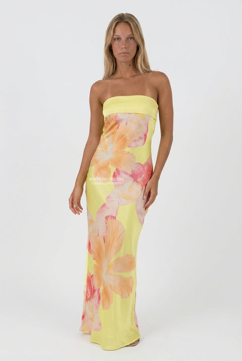 Orange Hibiscus Abstract Maxi Dress