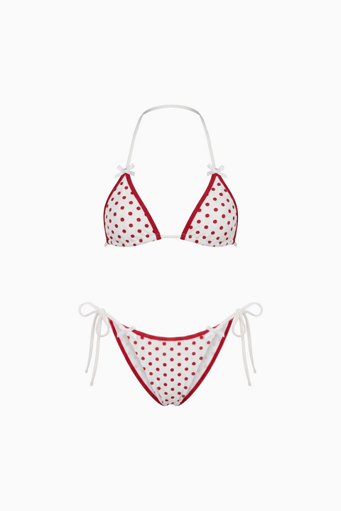 Classic Red & White Polka Dot Tie-Side Bikini