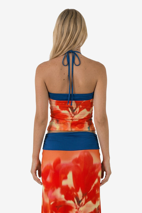 Orange Floral Halter Maxi Set