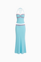 Aqua Oasis Floral-Trim Halter Set