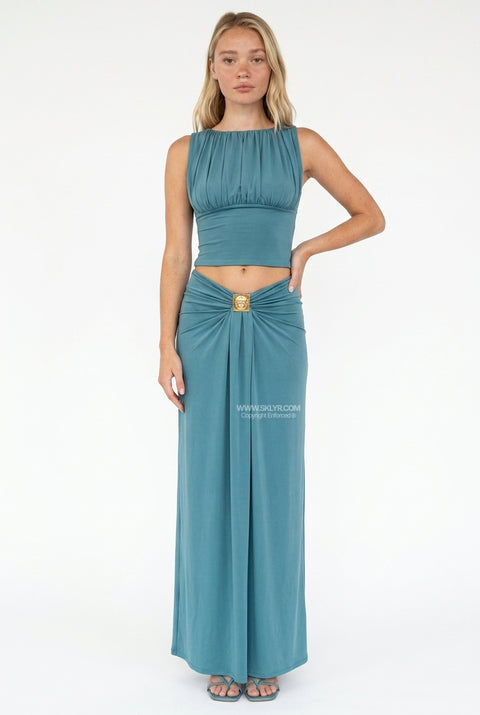 Teal Halterneck Maxi Set