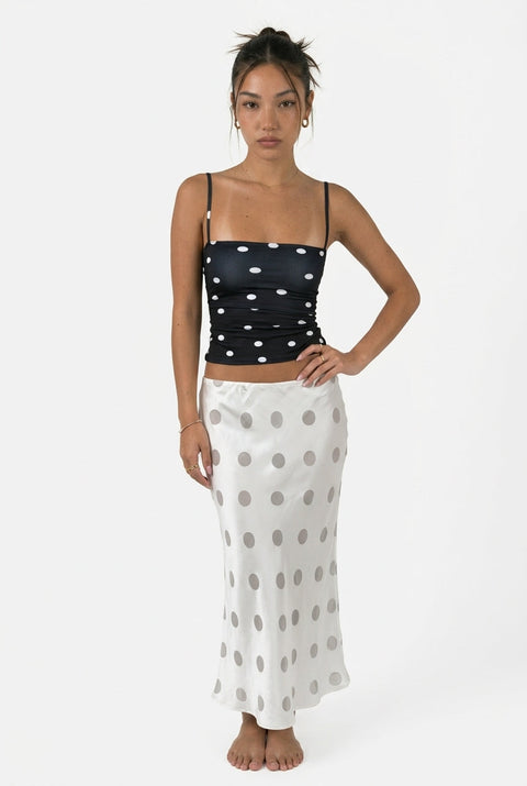 White Satin Polka Dot Skirt