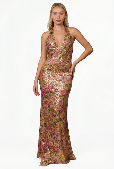 Floral Halterneck Maxi Dress