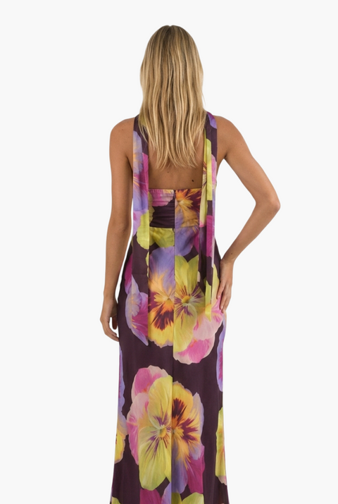 Violet Floral Chiffon Midi