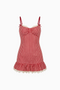 Red Gingham Lace-Trim Mini