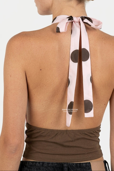 Pink Chiffon Polka Dot Top