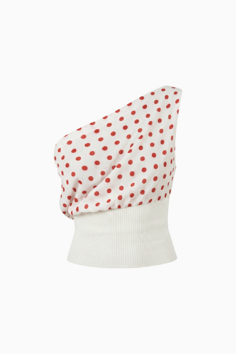 Neutral Dot Fitted Top