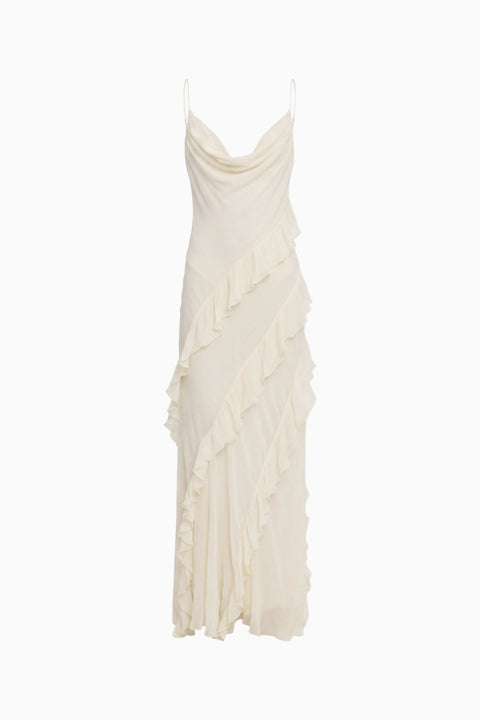 Ivory Lace Overlay Maxi Dress