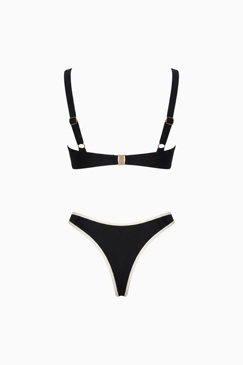 Black & White Retro Balconette Bikini