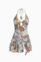 Multicolor Tropical Halter Mini Dress