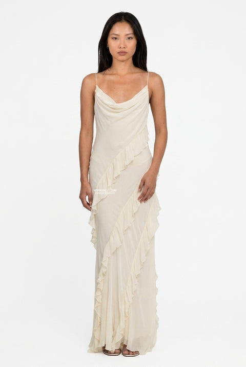 Ivory Lace Overlay Maxi Dress