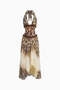 Leopard Print Halter Cutout Maxi Dress