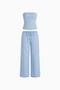 Striped Strapless Corset and Wide-Leg Trouser Set