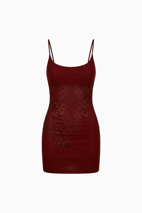 Burgundy Sleek Fitted Mini Dress