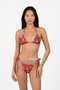 Blue-Trimmed Floral Bow Bikini