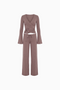 Ribbed Knit Wrap Top & Wide-Leg Pants Lounge Set