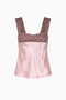 Satin Contrast Polka Dot Square Neck Top