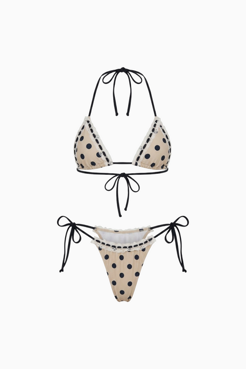 Dotted Top & Tie-Side Bottoms Bikini