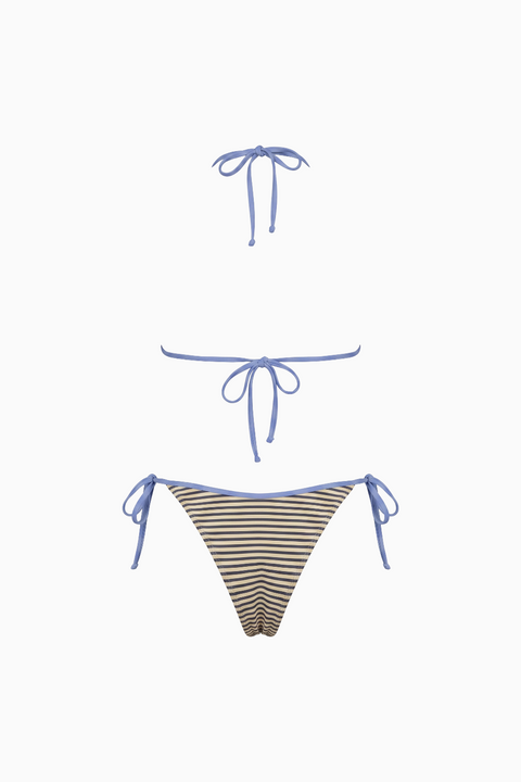 Striped Contrast Trim Triangle Bikini