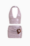 Silver Metallic Crop & Mini Skirt Set