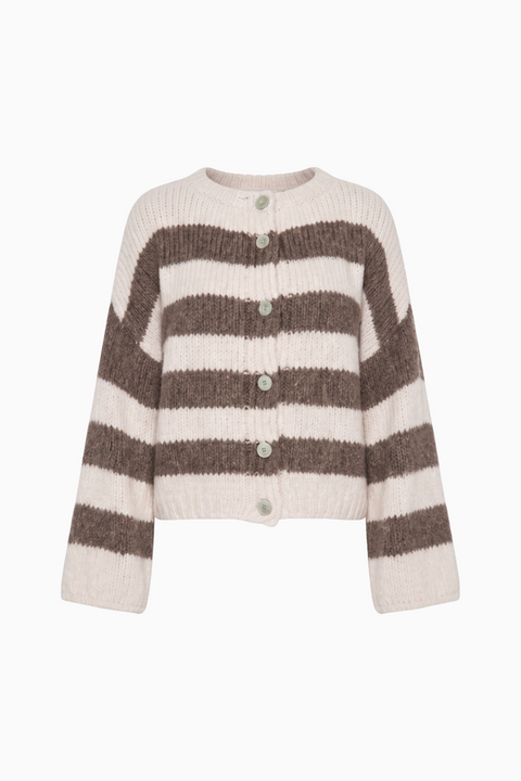 Chunky Two-Tone Striped Knit Cardigan