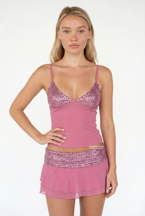 Pink Sequin Embellished Mini Set