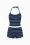 Blue & White Stripe Two-Piece Set