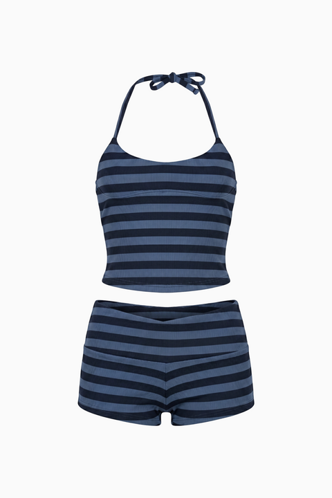 Blue & White Stripe Two-Piece Set