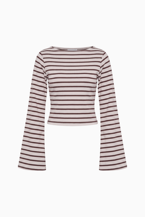 Striped Boat Neck Long-Sleeve Top