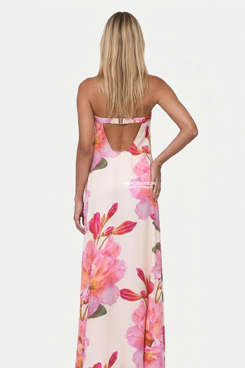 Pink Vibrant Floral Maxi Dress