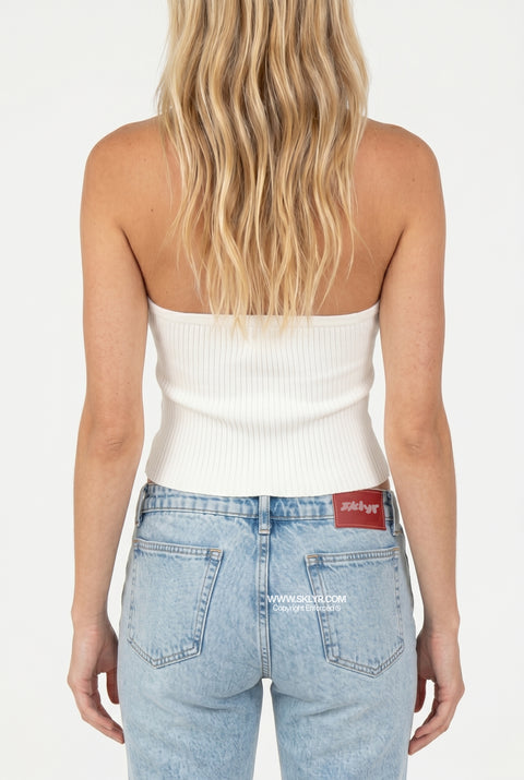Contrast Trim Open Front Halter Top