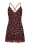 Burgundy Polka Dot & Lace Trim Camisole Mini Dress