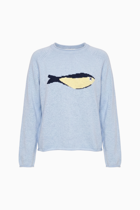 Playful Fish Intarsia Cashmere-Blend Sweater
