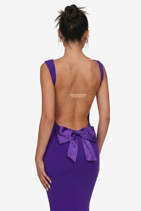 Burgundy Backless Column Maxi Dress