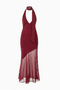Rich Red Satin Fitted Maxi Dress