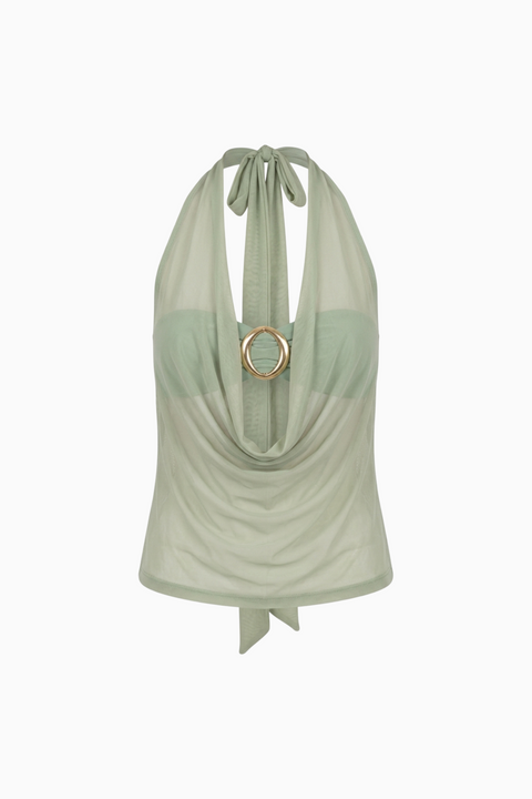 Sage Green Ring-Detail Top