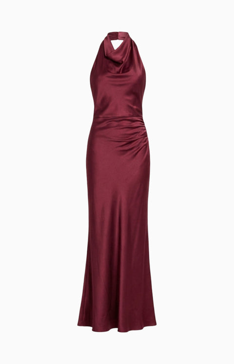 Wine Red Satin Slip Maxi Dress