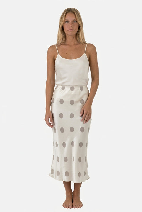 White Satin Polka Dot Skirt